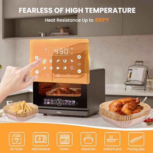 Disposable Air Fryer Paper Liners, 100 Pieces Square Liners for Air Fryer, Parchment Paper for Microwave, Food Grade Non-Stick Airfryer Basket Bowl Liner Free of Bleach (9IN-Square) - size: 9 inches