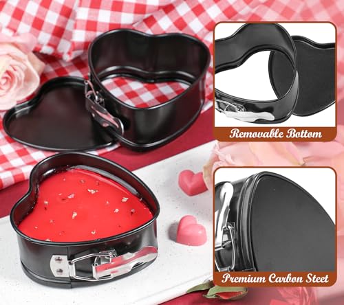 Webake Springform Pan 4 inch Heart Shape Mini Cheesecake Pan Set of 2, Cake Pan Heart Baking Molds Accessories of Instapot, Pressure Cooker, Air Fryer & Christmas, Valentine's Day Baking - size: 4 in Heart