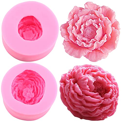 ZiXiang Flower Silicone Molds Peony Flower Fondant Molds Set Of 2 - color: Style B