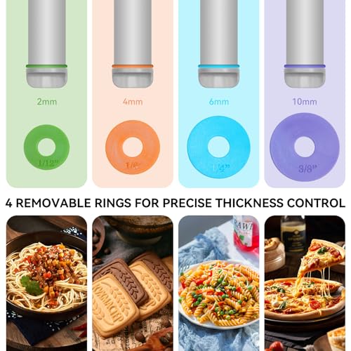 Adjustable Rolling Pin with Thickness Rings, Silicone Dough Roller