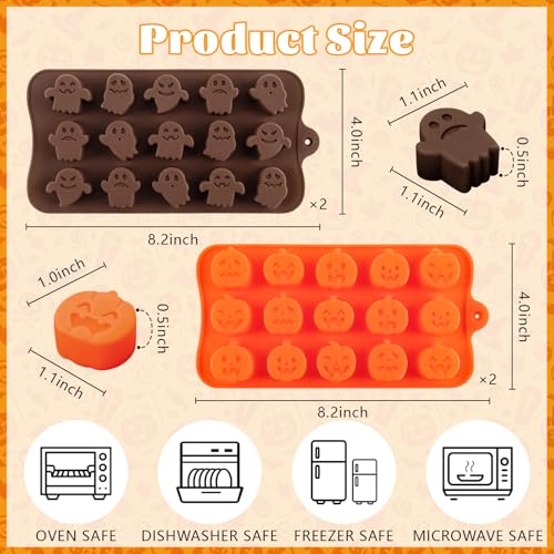 4pcs Halloween Candy Molds Ghost Chocolate Mold Mini Pumpkin Baking Molds - color: C