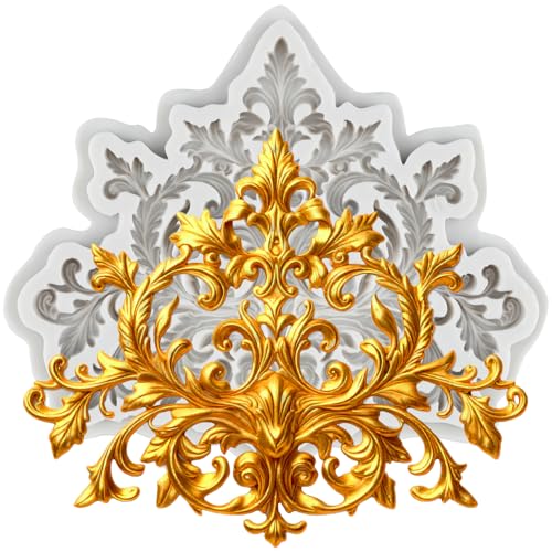 Baroque Curlicues Scroll Relief Lace Border Fondant Silicone Molds - color: Style W