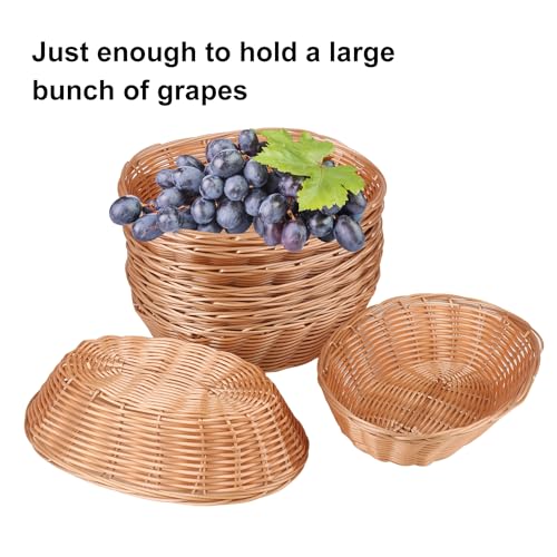 25 Pack Oval Poly Wicker Basket, 9 x 6 x 2.6 Inch Poly Wicker Bread Baskets, Medium Size Gift Baskets for Kitchen, Christmas Gifts, Centerpiece Display, Storing Bread, Fruits, Vegetables, by GNIEMCKIN - size: 25 Pack 9x6x2.6 Inch Oval