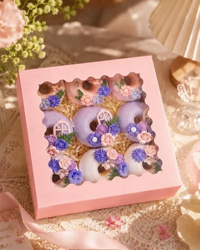 Bakepacker 36pcsAuto-pop Up Pie Boxes 10x10x2.5 inches Pink - color: Pink