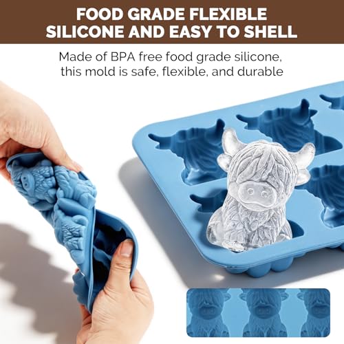 3D Mini Highland Cow Ice Cube Silicone Mold, Cow Shape Ice Tray