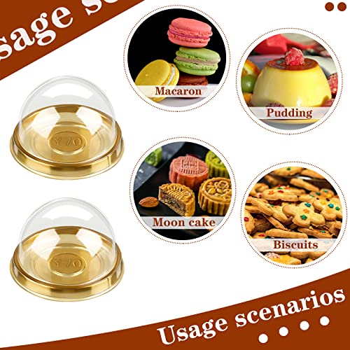 Patelai 200 Pcs Mini Plastic Cupcake Boxes with Dome Lid, Gold - color: Gold