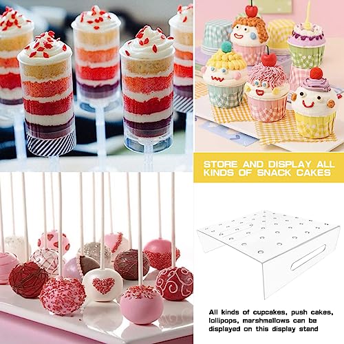 DOERDO 36 Holes Push Pop Cake Stand Acrylic Lollipop Stand Cake Display Stand for Wedding Birthday Party, Clear Square