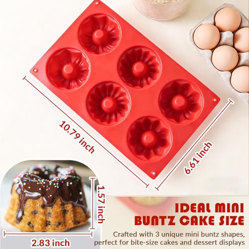 HKNMTT 2Pcs Mini Buntz Cake Pans for Baking 6-Cavity Fluted Tube Cake Pan - style: 3 Shaped buntz 2PCS
