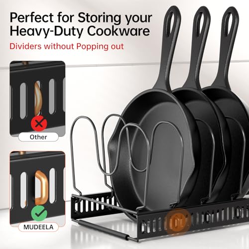 MUDEELA Expandable Pot Pan Lid Organizers inside Cabinet, 12 Divider-Black - color: Black, size: 12 Dividers
