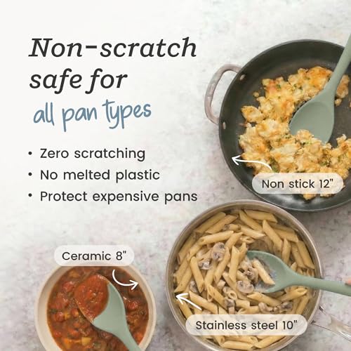 StarPack Silicone Spoonula The All-Rounder 11 Inch - LFGB Spoon Spatula, 600°F Heat Resistant, BPA-Free - One-Piece Seamless, Dishwasher Safe - for Nonstick Cookware, Sage Green - color: Sage Green, size: Standard 11"