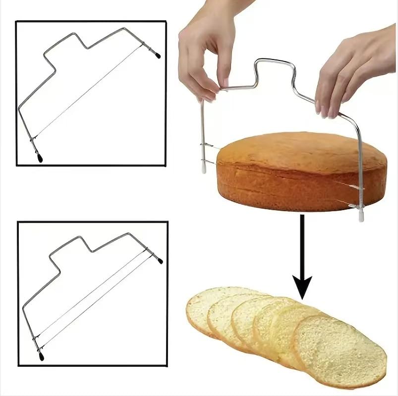 KitchenTools 304Stainless Steel Cake Leveler, 17”Adjustable Cake Layer Slicer, Cuting Banana and egg slicer, butter and cheese cutterting, Metal Wire CutingTool for Baking, 17"x6.5"