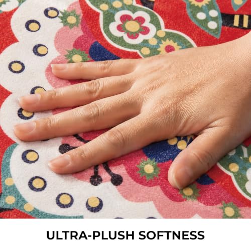 Peony Area Rug 4x6 Washable Accent Rug - color: Red Peony 02, size: 4' x 6' (Rectangular)