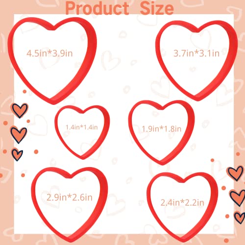 6-Piece Heart Cookie Cutter Set, Plastic Baking Molds