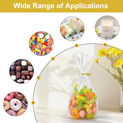 80Pcs Clear Cellophane Bags with Twist Ties, 8x11x3.1", Flat Bottom - size: 8X11 Inch(Pack of 80)
