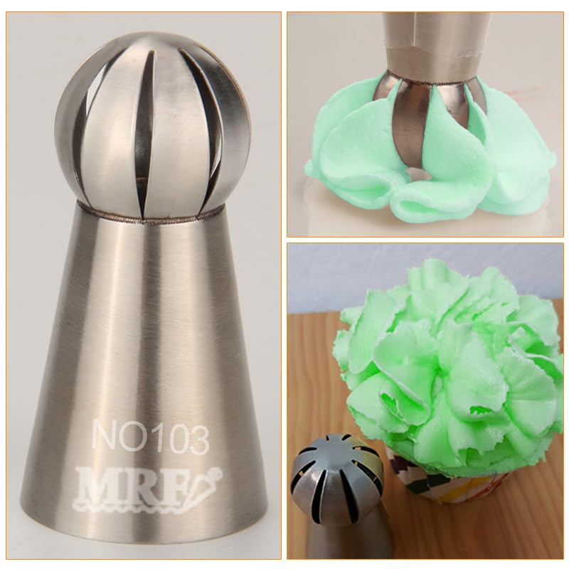 27 Pcs Stainless Steel Seamless Russian Flower Ball Piping Tips Set - color: SILVER MRF0008