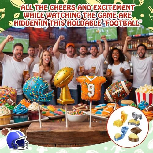 4 Pcs Football Cake Pop Mold with 200 Sticks Football - style: Football