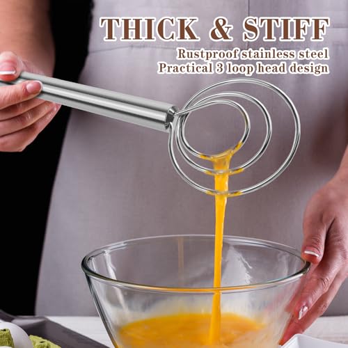 TEEVEA Danish Dough Whisk Stainless Steel for Sourdough Bread - color: Stainless Steel 3-Circle