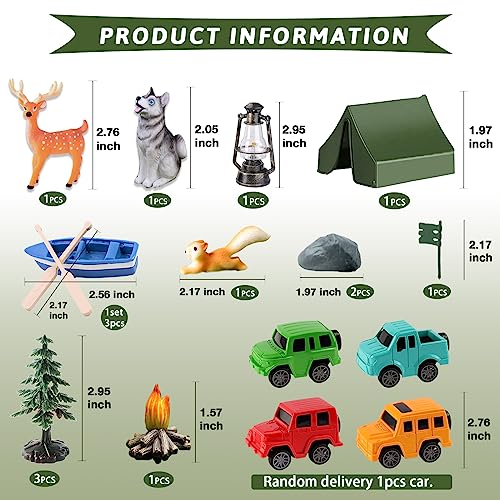 16 Pcs Camping Cake Toppers Camp Cake Decorations Fireside Camp Forest Cake Decors for Kids Camping Forest Theme Party and Camping Fans' Birthday Supplies - style: Camping Cake Toppers
