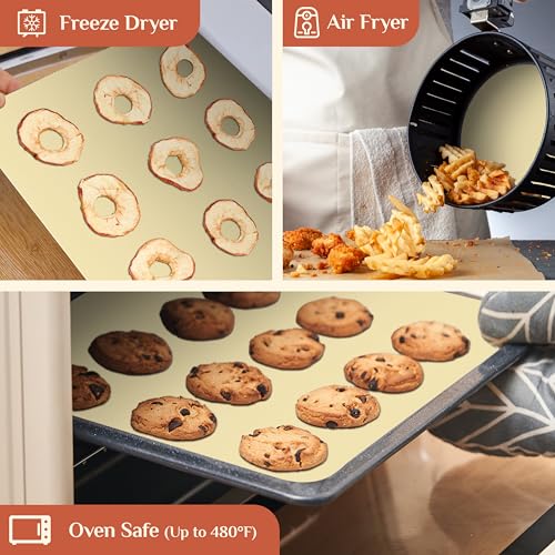 GTJ Silicone Baking Mat Roll, Reusable Baking Sheet Liners, 16 in x 10 ft - color: Beige, size: 120"L x 16"W