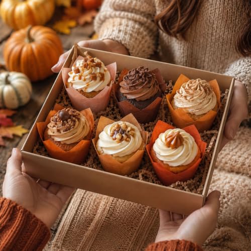 FYSUIMU 180Pcs Fall Tulip Cupcake Liners, Terracotta