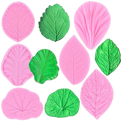 ZiXiang Leaf Silicone Veining Mold Fondant Leaf Veined Molds Set Of 6 - color: Style D