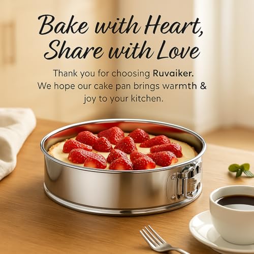 9" 10" Springform Pan with Removable Bottom,304 Stainless Steel, Uncoated & Non-stick Round Spring Form Cake Mold Cheesecake Pan for Baking