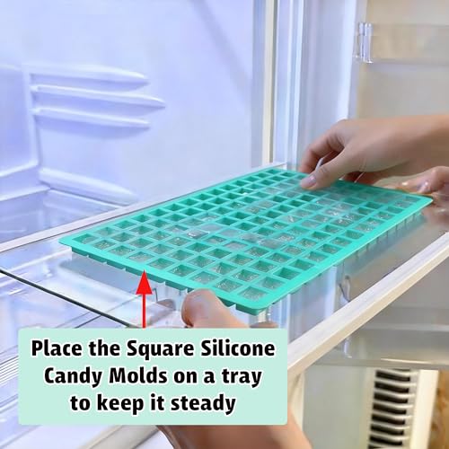 3Pack Square Silicone Candy Molds,126- Cavity Non-Stick Mini Gummy Mold for Caramel,Hard Candy,Ice Cube,Chocolate,Ganache (126-Cavity) - size: 126-Cavity