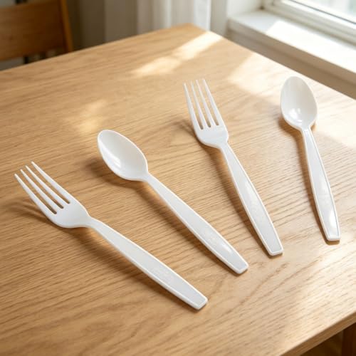 MOACOCK 500 Count Heavy Weight White Plastic Forks - color: White