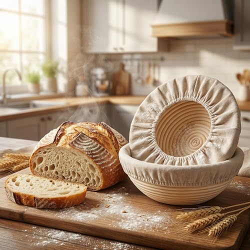 8 PCS Bread Proofing Basket Cloth Liner (6 Round) & 2 Sourdough Starter Jar Covers, 10 Inch Reusable Banneton Basket Cover for Sourdough Baking, Reusable Dough Bowl Liner (Round) - color: 6 Round + 2 Jar Covers