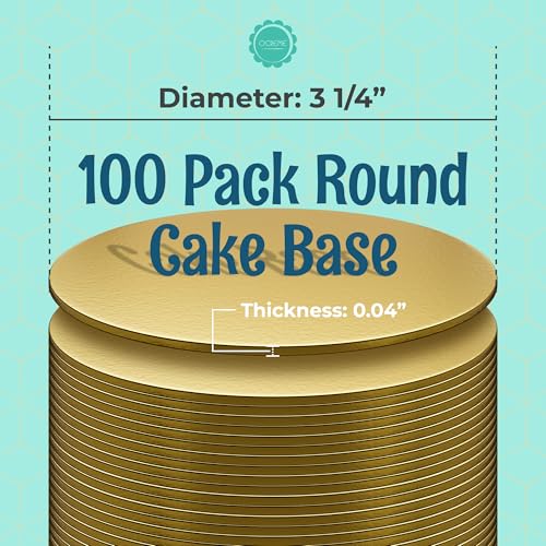 O'CREME Mini Cake Boards 3.25 Inch Round Gold Foil 100 Count - color: Gold, size: 3-1/4 Inch