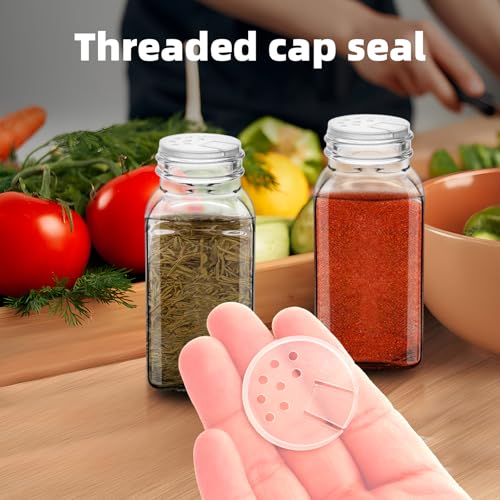 10Pcs Plastic Adapters for 4oz Glass Spice Jars,White Spice Caps -Special 2-in-1 shaker lid for jars Pour and Shake style with seal (10)