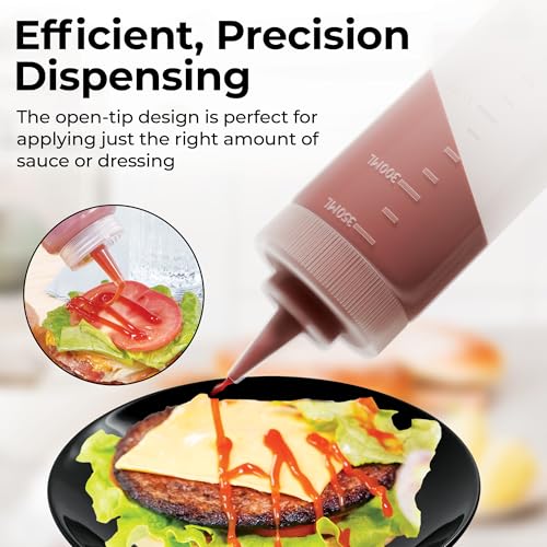 Restaurantware 12 Ounce Condiment Squeeze Bottle 1 With Lid Plastic Squeeze Bottle - Precison Dispensing Tip Flexible Clear Plastic Squeeze Bottle For Sauces For Sauces Spreads Or Condiments - size: 12 Ounces