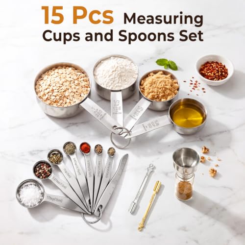 Measuring Spoons, 15-Piece Heavy Duty Stainless Steel Measuring Spoons Set - size: 15PCS