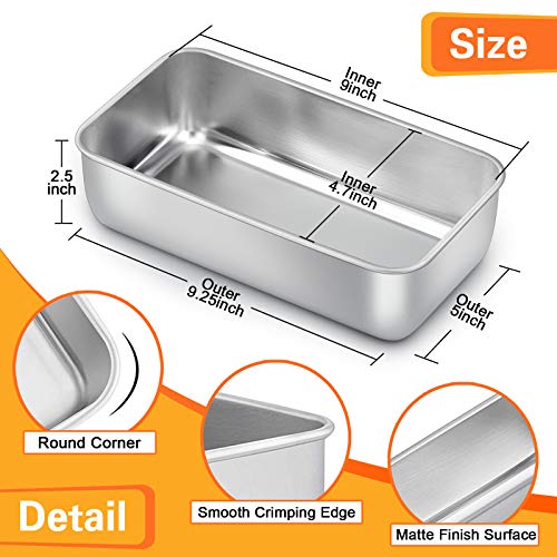 E-far Loaf Pan for Baking Bread, 9 x 5 Inch Stainless Steel Bread Pan, 2PCS - size: 9''x5''