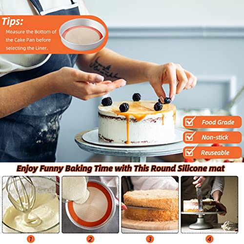 AMYONE Round Silicone Baking Mats for 10 inch Cake Pan, 10 Inch Tortilla Press Liner/Dough Mat for Cake/Tortilla/Pie/Pizza/Pastry, Food Grade Non-Stick Reusable(Round 9.65", 2PCS) - size: 10"L x 10"W