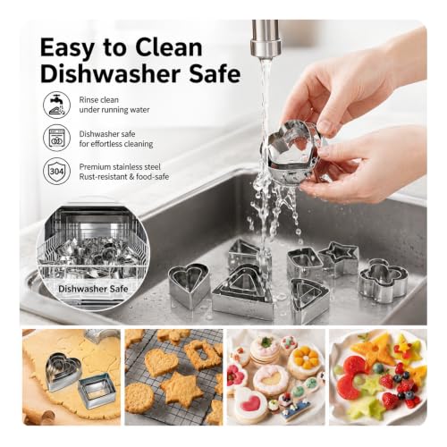 30PCS Mini Stainless Steel Cookie Cutters Set with Storage Tin