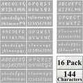 Alphabet Letter Stencils for Painting - 16 Pack Letter Number Stencil Templates for Wood, Cakes, Cookies and Crafts, Reusable Plastic Stencils for Chalkboard Wood Signs & Cakes Cookies Decorating - style: Classic