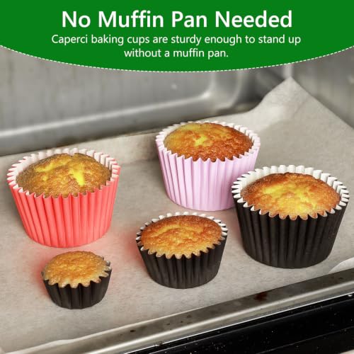 Caperci Heavy Duty Black Mini Cupcake Liners Small Muffin Baking Cup 200pcs - color: Black