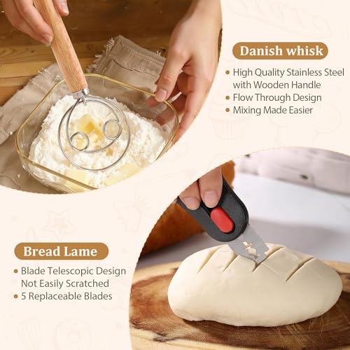 Sourdough Banneton Starter Kit,10" Round&11" Oval Bread Proofing Baskets - color: Cotton Oval & Round Basket Set