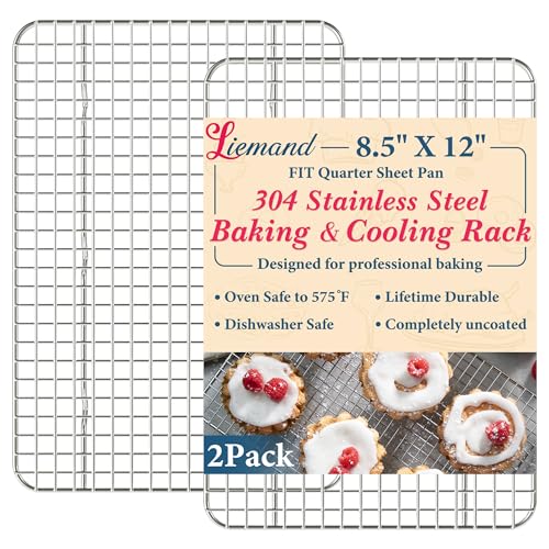 Cooling Racks 8.5 x12 in, Tight-Wire Stainless Steel Baking Rack 2-Pack - size: 8.5"x12"-2 Pack