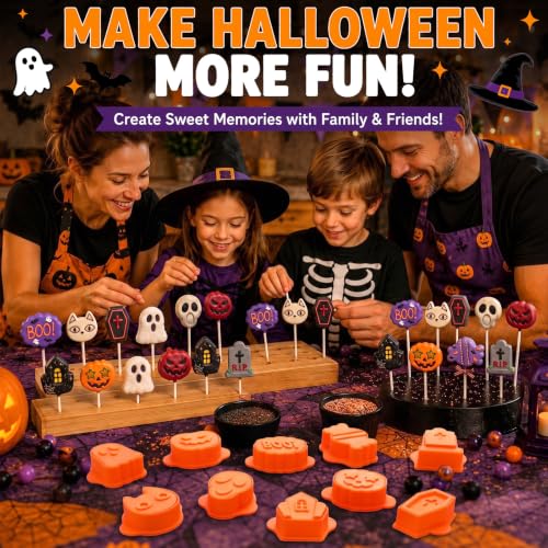 10 Pcs Halloween Cake Pop Molds Set with 100 Sticks - style: Halloween Style