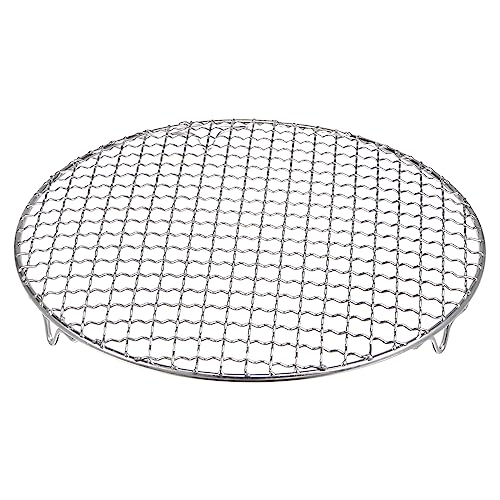 HARFINGTON Round Cooking Rack 10.4-inch 201 Stainless Steel Cross Wire Barbecue Grill Net with 20mm Legs for Cooking Baking Steaming BBQ - size: 10.4 Inch 0.07"