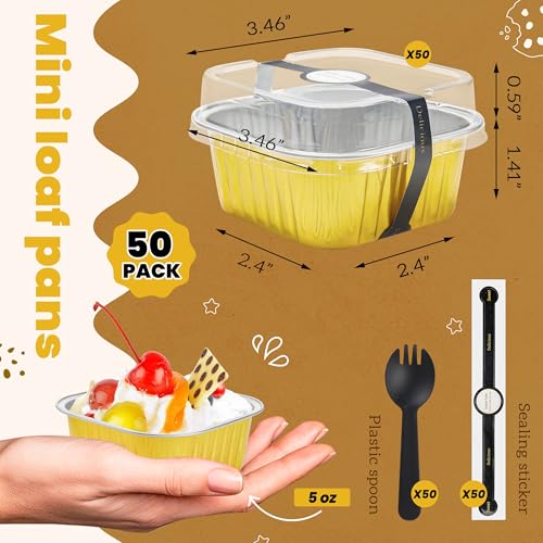 NPLUX Halloween Mini Cake Tins, 5oz 50 Pack Gold for Dessert Tables - color: Gold, size: 5 OZ