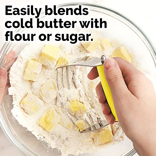 Zulay Kitchen Dough Blender - Stainless Steel Pastry Cutter, Heavy Duty Dough Cutter With Blades, Pastry Blender And Butter Cutter - Pastry Cutter For Baking (Yellow) - color: Yellow, size: Medium