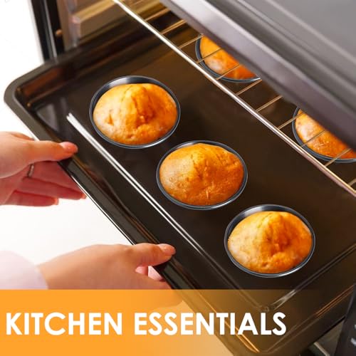 12 pcs Egg Tart Molds, Quyimy 3" Mini Tart Pans, Non-Stick Carbon Steel Mini Tart Panw/Oil & Dish Brushes for Cupcake Cake Muffin Mold Tin Pan, Baking Set Tool for Cakes, Cookies, Desserts - color: Black 3-inch 12 Pcs