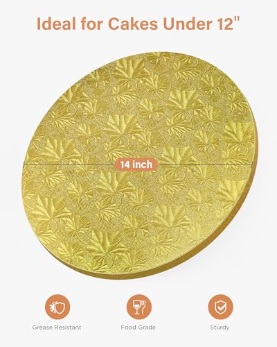 Kootek Cake Board 14 Inch Round Cake Drum Base para Pastel, 1 Pack Gold - color: Gold, size: 14 Inch