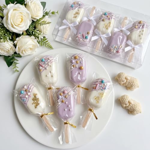 3 Inch Cakesicle Cutter and Cake Pop Mold Set with 8.7in Tray, 100 Wooden Sticks & 100 Bags, Silicone Cakesicle Mold for Homemade Cake Pops, Baking, Birthdays and Party Desserts (Purple) - color: Purple