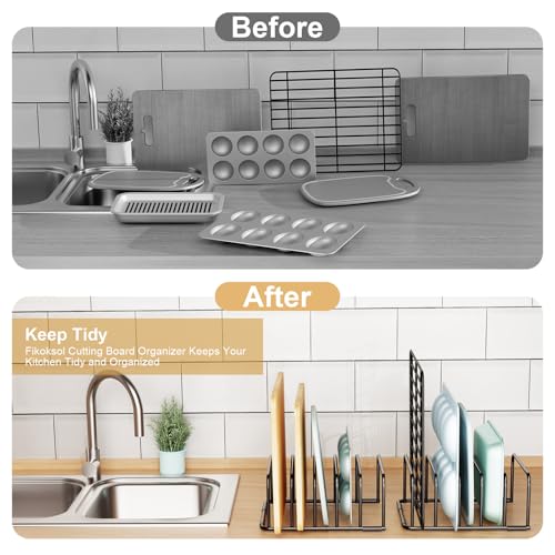 Cutting Board Organizer Storage, Baking Sheet Rack under Cabinet - color: 1pc, Black
