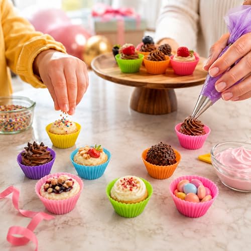 Mini Silicone Muffin Cups & Cupcake Liners 2 in, Round, 24 Count