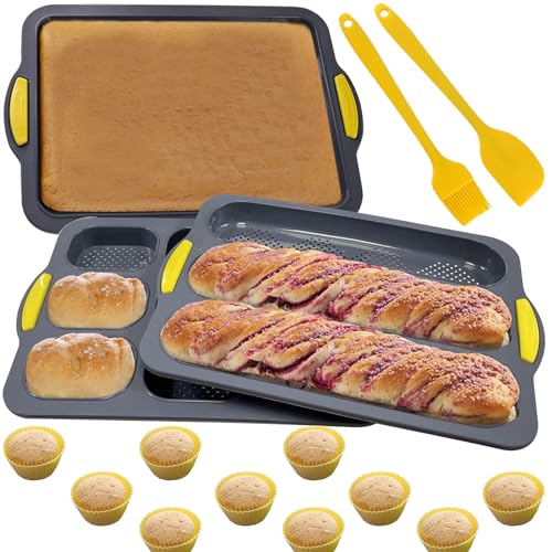 Silicone Bread Loaf Pan, Nonstick Baguette Bread Pan, Baking Pan Set - color: Black Set